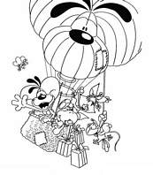 coloriage diddl en mongolfiere
